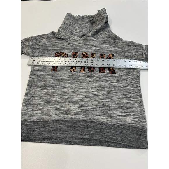 Victoria Secret PINK Leopard Logo Cozy Soft Slouchy Vibes Gray Sweatshirt XXL - Picture 5 of 7